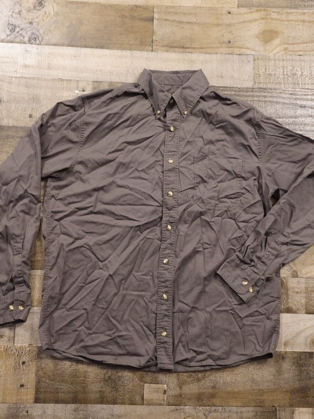 Eddie Bauer Button Down Shirt Men's‎ Large Tall Charcoal Gray Cotton Casual